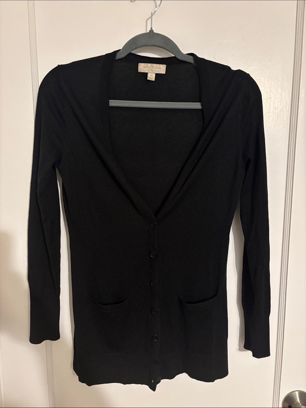 Nordstrom Black Long Cardigan with Front Pockets